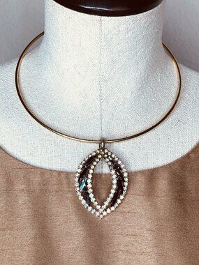 Vintage, Teardrop Hematite Pendant With Choker Necklace